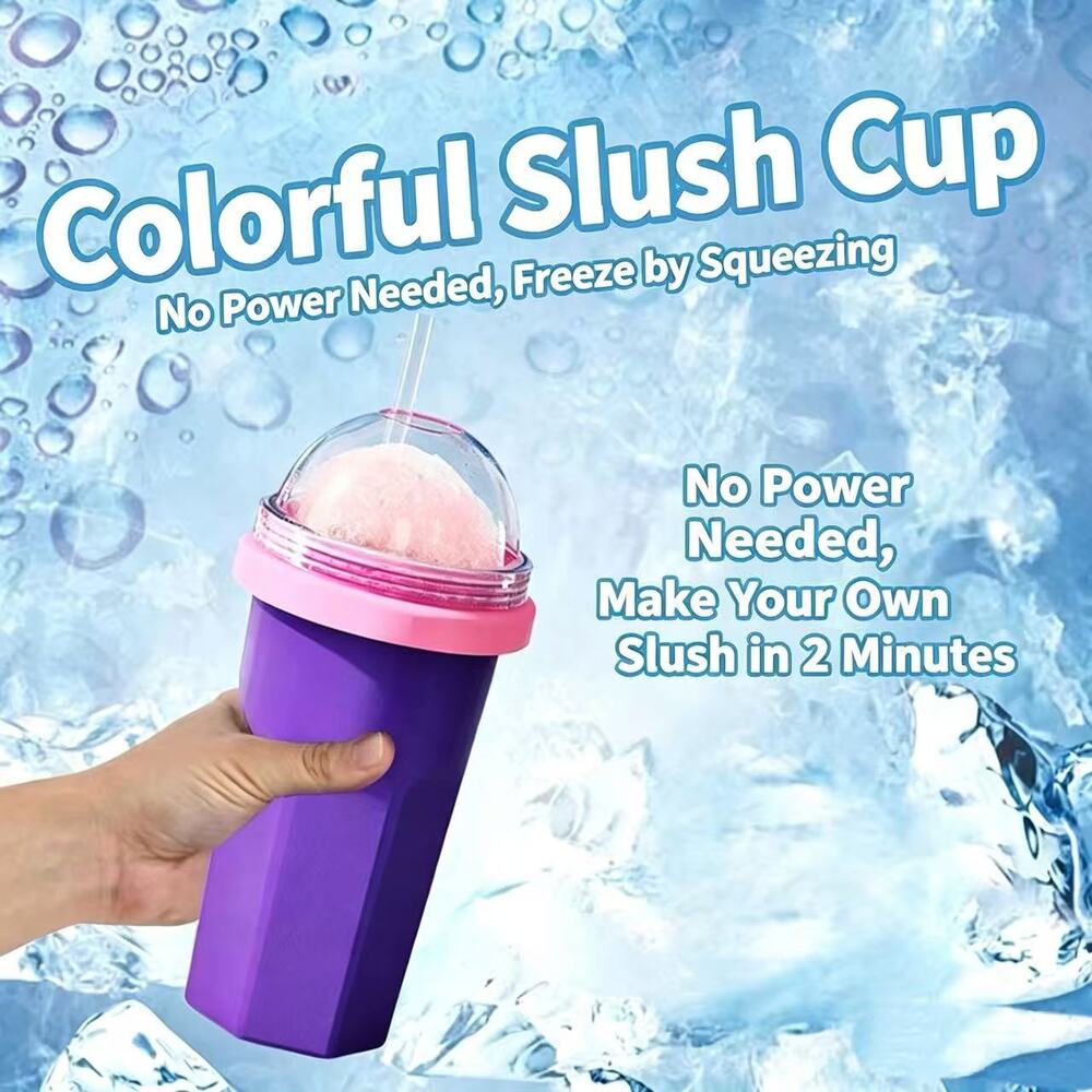 Magic Purple Silicone Squeeze Slushy Maker Cup for Kids & Adults